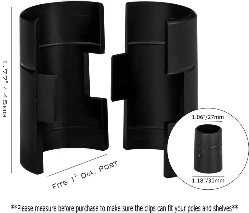 DuraSteel Wire Shelving Shelf Lock Clips / Shelving Sleeves - Fits with Thunder Group, Alera, Honey Can Do, Eagle, Regency, Metro and more - For 1" Post, Plastic, Black, Pack of 8 Pcs - Image 2